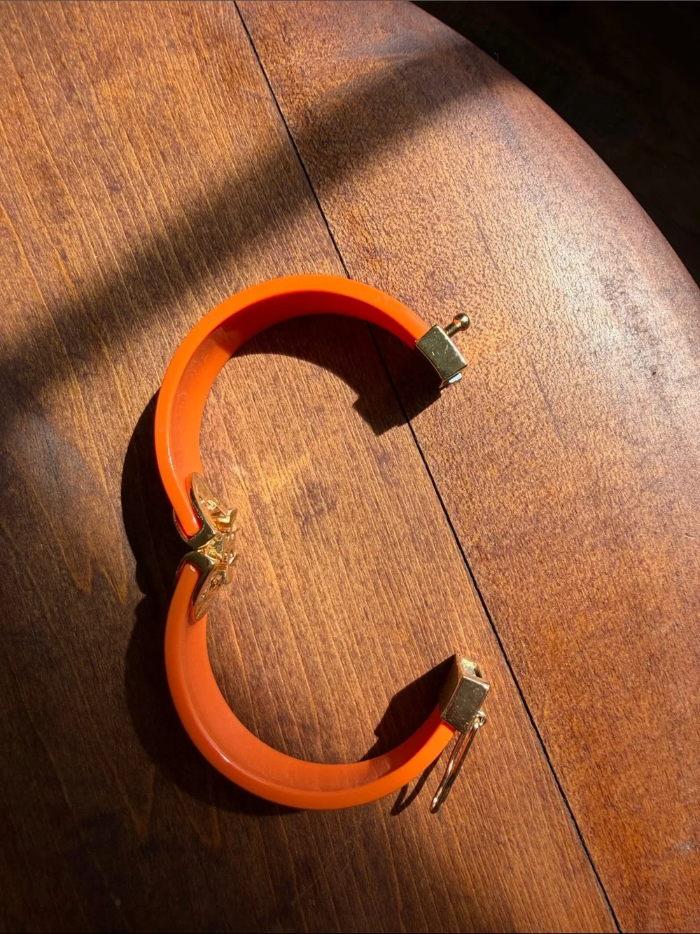Tory Burch Kira Orange Resin Lucite Hinged Bracelet